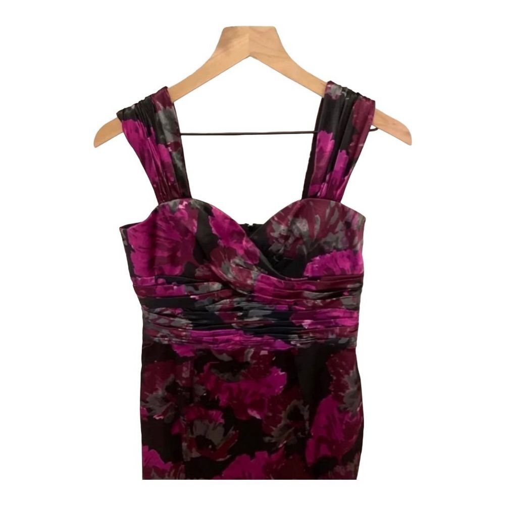 Jones New York Floral Print Party Dress Ruched Sweetheart Petite 8P - Picture 3 of 7